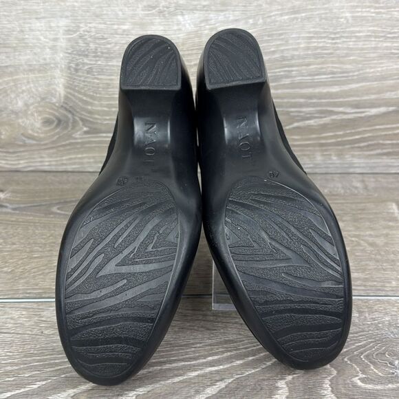 Naot Precious Black Nubuck Women's Sz 9/EU 40 Slip On Perf Alt Closure Heels - Picture 7 of 11